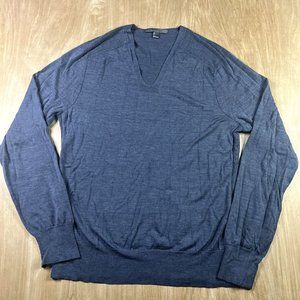 John Varvatos Mens Blue Silk/Cotton Long Sleeve V-Neck Shirt Size Medium.